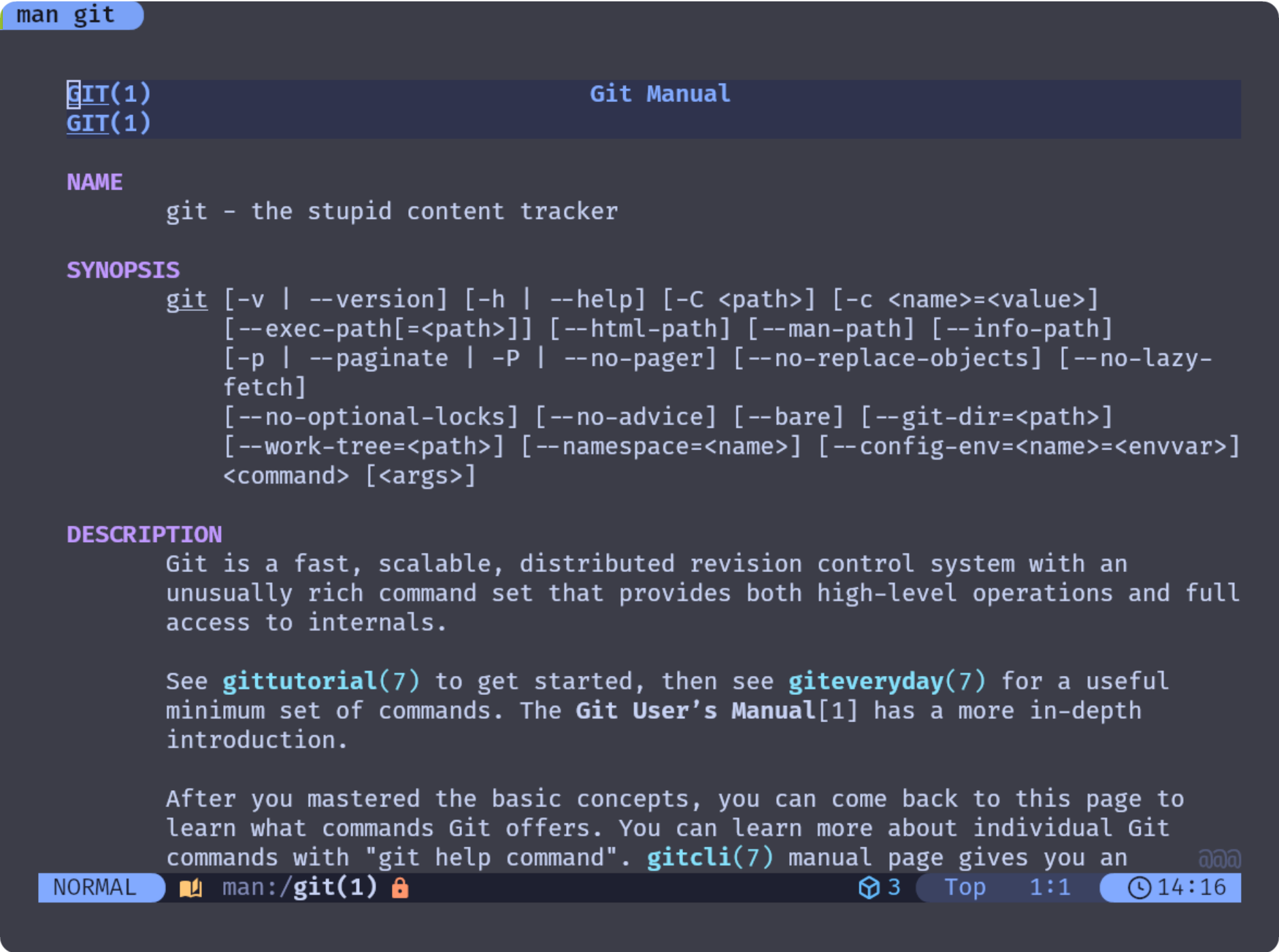 man page git